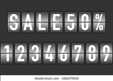split flap numbers for sale display vector illustration