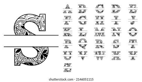 split font monogram with mandala  A-Z