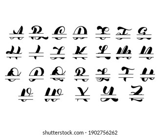 Split frame monogram alphabet. Vector stock illustration for banner or poster