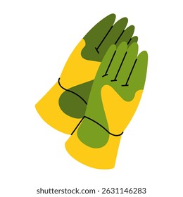 Split gloves, isolated bright illustration. Fabric gloves. product for caring for agricultural crops. Gardening tools. Suitable for ecology, garden, cleaning, household, packaging design, infographics
