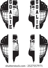 Split Goalie Maske und Eislaufen, Eishockey, Winter Sport Schnittdateien