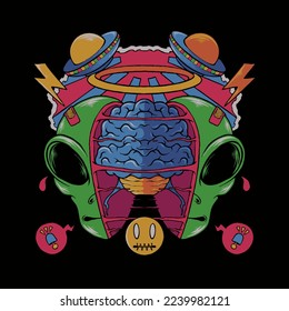split head hand drawing illustration