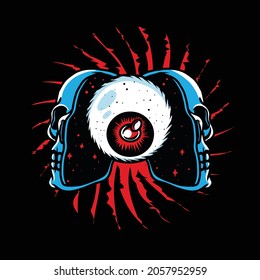 split head psychedelic graphic design illustration vector design with high resolution for t shirt and any print merchandise