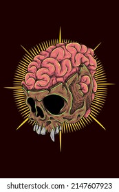Split head skull vector illustration