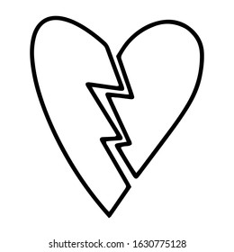 Split the heart into 2 halves  Hand drawn line drawing Doodles Valentine's day  love  divorce  broken heart Vector illustration