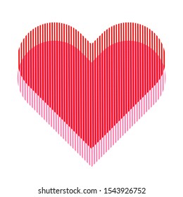 Split heart vector effect in red and pink lines, isolated on a white background