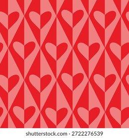 dividir corações em formas de diamante sem costura em vermelho e coral. Para o fundo do dia dos namorados, papel de embrulho e cartões de felicitações. 