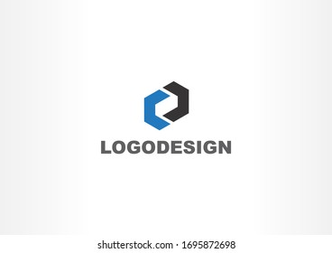 Split hexagon vector logo concept. Unique logo design eps.10