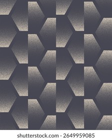 Split hexagons structure geometric seamless pattern dot work vector abstract background. Halftone design art illustration for eye-catching textile print. Bold endless graphic abstraction for wallpaper