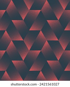 Split Hexagons Structure Seamless Pattern Trend Vector Red Abstract Background. Half Tone Art Illustration for Fashionable Textile Print. Endless Graphic Stylish Abstraction Wallpaper Dot Work Texture