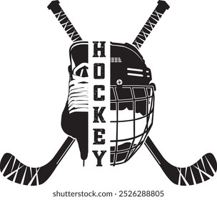 Split Hockey Helm und Eiskunstlauf, Eishockey, Winter Sports Cut File