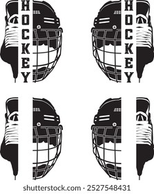 Split Hockey Player Skates and Helmet, Ice Skates, Hockey Helmet Cut Files