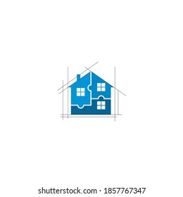 split home/house, room, cut vector logo design