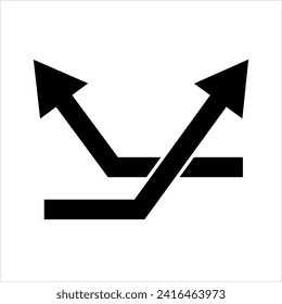 Split Icon, Split Vertical Arrow, Split Horizontal Arrow, Vector Art Illustration