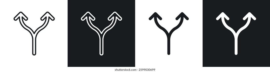 Split icons in flat and linear vector illustration on white background.