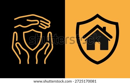 A split image showing icons for home protection and property insurance