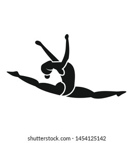 Split jump girl gymnastics icon. Simple illustration of split jump girl gymnastics vector icon for web design isolated on white background