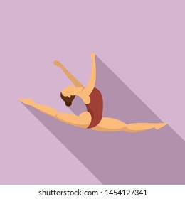 Split jump girl gymnastics icon. Flat illustration of split jump girl gymnastics vector icon for web design