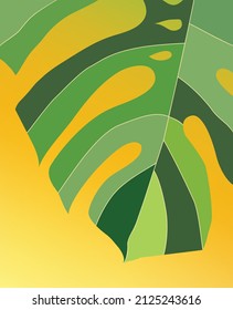Split Leaf Philodendron, vector illustration on gradient background.