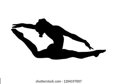 split leap real woman gymnast black silhouette