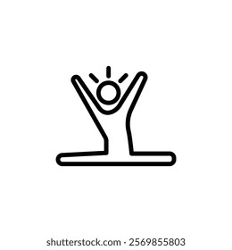 Split legs exercise icon Black and white outline vector