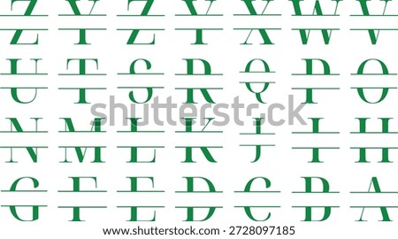 Split Letter Alphabet Collection Green Keywords: alphabet, letters, split letter, monogram, font