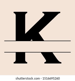 Split Letter Initials Monogram Logo Design for Letter K