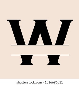 Split Letter Initials Monogram Logo Design for Letter W