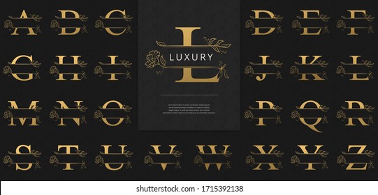 Split letters with luxurious gold flowers