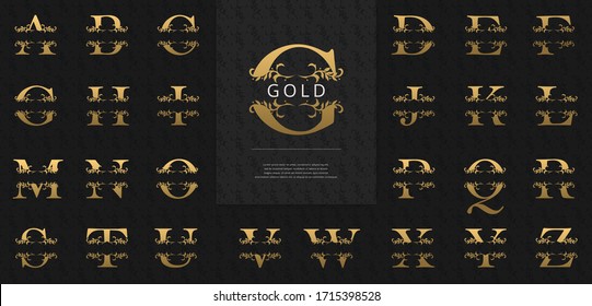 Split letters with luxurious gold flowers