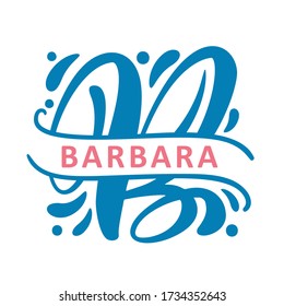 Split letters name Vector Hand Drawn calligraphic floral monogram or logo. Uppercase Hand Lettering Letter B with swirls and curl. Wedding Floral Design.