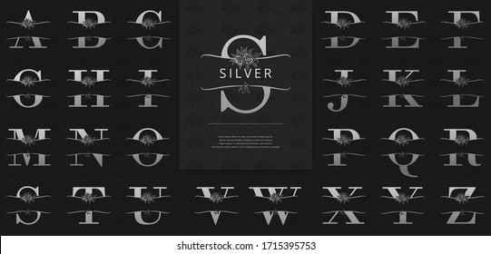 Split letters with silver flowers