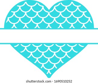 Sirenita dividida con diseños cardíacos. Perfecto para agregar un nombre/texto.