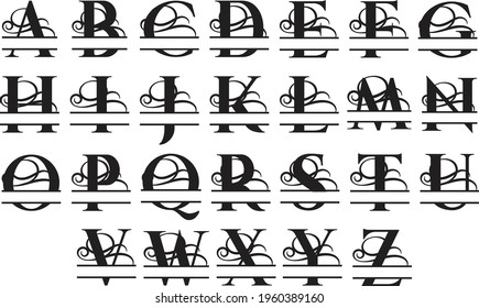 Split Monogram Alphabet Flourishes 26 Split Stock Vector (Royalty Free ...