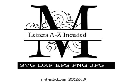 Split Monogram Alphabet Letter Files For Cricut-SVG
