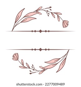 Split monogram floral frame for wedding invitation engagement anniversary