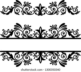 Split Monogram frame Vector Card Invitation Elements Victorian Grunge Calligraphy Wedding Invitations Set Medieval Ornament Borders scroll clipart swirl cut files swirl silhouette flourish borders