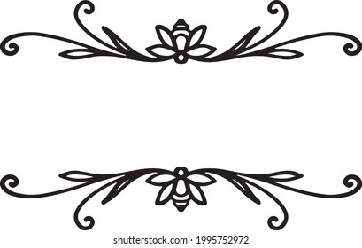 Split Monogram frame Vector Card Invitation Elements Victorian Grunge Calligraphy Wedding Invitations Set Medieval Ornament Borders scroll clipart swirl cut files swirl silhouette flourish borders