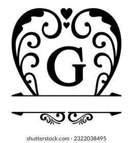 Split monogram letters G with vintage ornament , Elegant logo design elements. Business signs, logos, identity, spa, wedding, hotels, badges