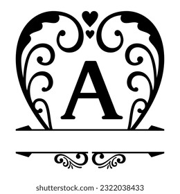 Split monogram letters A with vintage ornament , Elegant logo design elements. Business signs, logos, identity, spa, wedding, hotels, badges