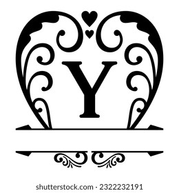 Split monogram letters Y with vintage ornament , Elegant logo design elements. Business signs, logos, identity, spa, wedding, hotels, badges
