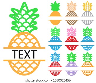 Split monogram pineapple with patterns.