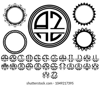 Split monogram two letter alphabet
