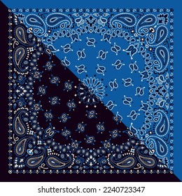 Split paisley print bandana fabric kerchief vector patchwork wallpaper svg
