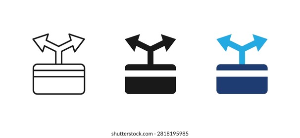 Split payment icon set with credit card split arrows symbol vector illustration