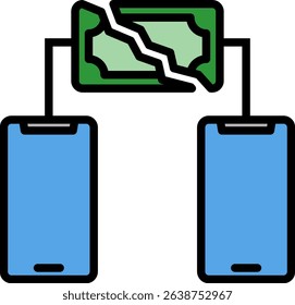 Split Payments Icon Lineal Color Vector Illustration