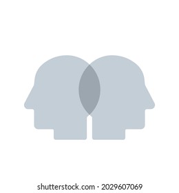 Icono de personalidad dividida. Imagen de cliente aislada en fondo blanco