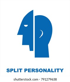 split personality. simple flat vector illustration of mental health concept.