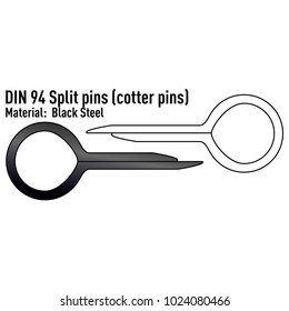 Split pins from black steel