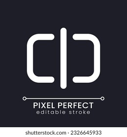 Split pixel perfect white linear ui icon for dark theme. Divide footage into parts. Editing application function. Vector line pictogram. Isolated user interface symbol for night mode. Editable stroke